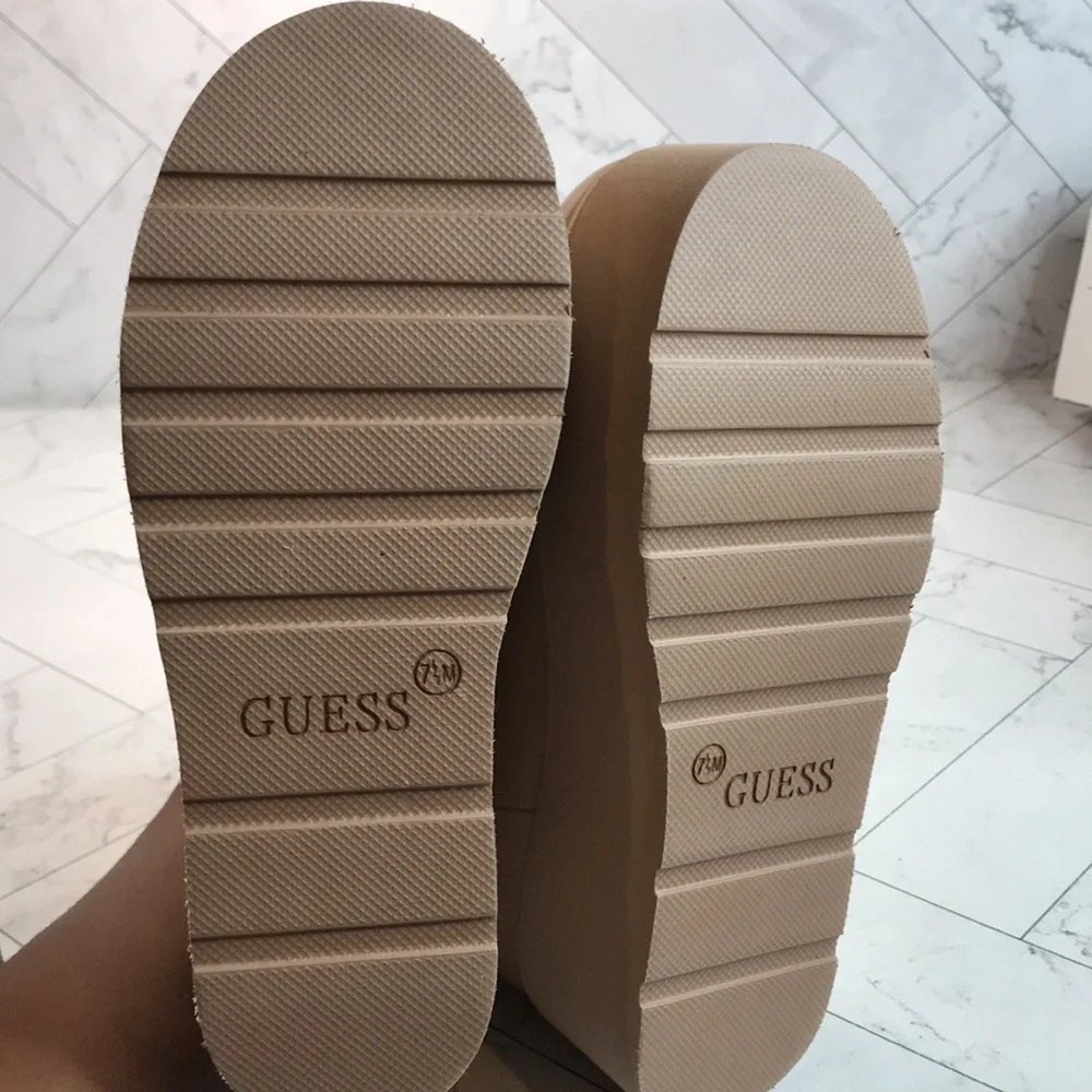 Guess Women's Tan Platform Ankle Boots